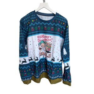 "Shitters Full" Merry Christmas Blue Long Sleeve Top